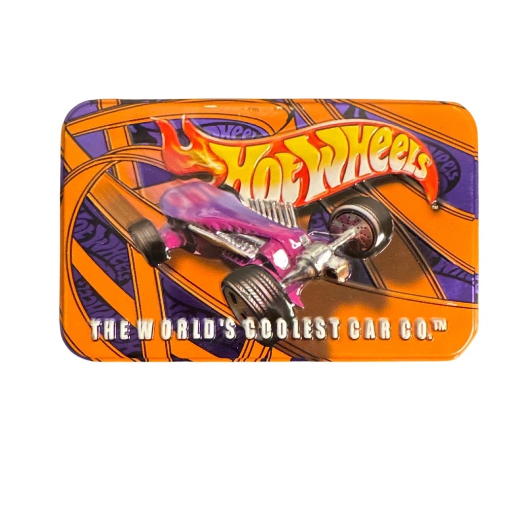 Vintage 2001 Hot Wheels Playing Cards 2 Decks in Collectible Embossed Metal Tin